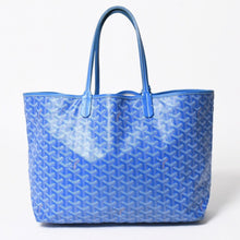 画像をギャラリービューアに読み込む, GOYARD ゴヤール サン・ルイPM PVC レザー トートバッグ ハンドバッグ ポーチ ブルー 美品 中古 4a005081