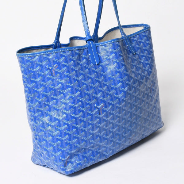 GOYARD Saint Louis PM PVC Leather Tote Bag Handbag Pouch Blue Good Condition Used 4a005081