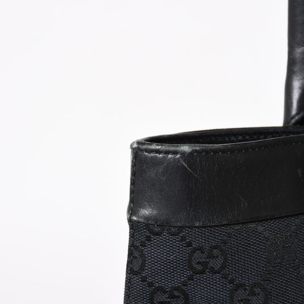 極美品 GUCCI グッチ ハンドバッグ トートバッグ GGキャンバス レザー 33890 ブラック ゴールド金具 中古 4a004897