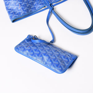 GOYARD Saint Louis PM PVC Leather Tote Bag Handbag Pouch Blue Good Condition Used 4a005081