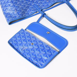 GOYARD Saint Louis PM PVC Leather Tote Bag Handbag Pouch Blue Good Condition Used 4a005081