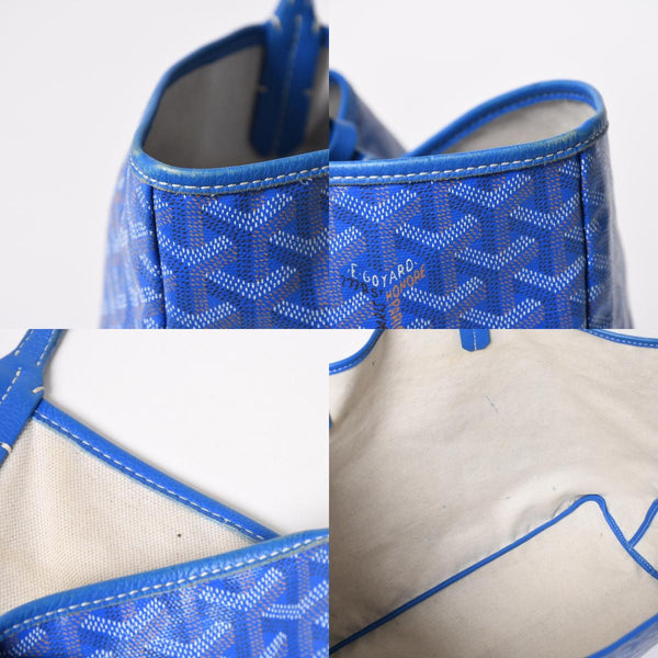 GOYARD Saint Louis PM PVC Leather Tote Bag Handbag Pouch Blue Good Condition Used 4a005081