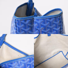 画像をギャラリービューアに読み込む, GOYARD ゴヤール サン・ルイPM PVC レザー トートバッグ ハンドバッグ ポーチ ブルー 美品 中古 4a005081