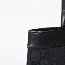 画像をギャラリービューアに読み込む, 極美品 GUCCI グッチ ハンドバッグ トートバッグ GGキャンバス レザー 33890 ブラック ゴールド金具 中古 4a004897