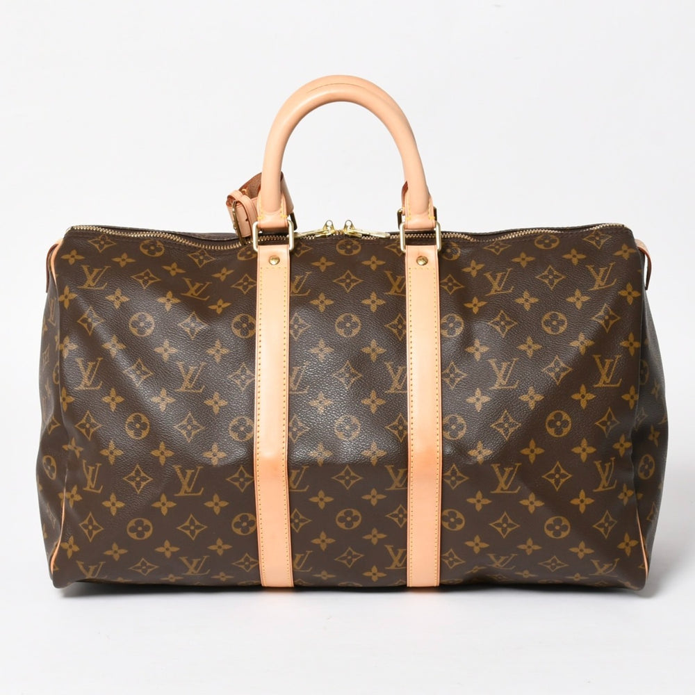 極美品 LOUIS VUITTON ルイヴィトン モノグラム キーポル45 ボストンバッグ M41428 モノグラムキャンバス ヌメ革 ブラウン ゴールド金具 中古 4a004900
