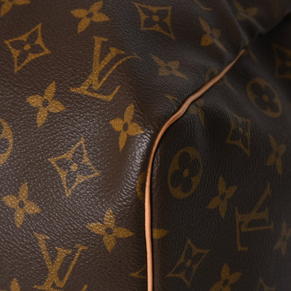 Very Good Condition LOUIS VUITTON Monogram Keepall 45 Boston Bag M41428 Monogram Canvas Tanned Leather Brown Gold Hardware Used 4a004900