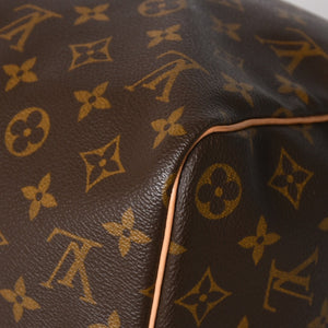 Very Good Condition LOUIS VUITTON Monogram Keepall 45 Boston Bag M41428 Monogram Canvas Tanned Leather Brown Gold Hardware Used 4a004900