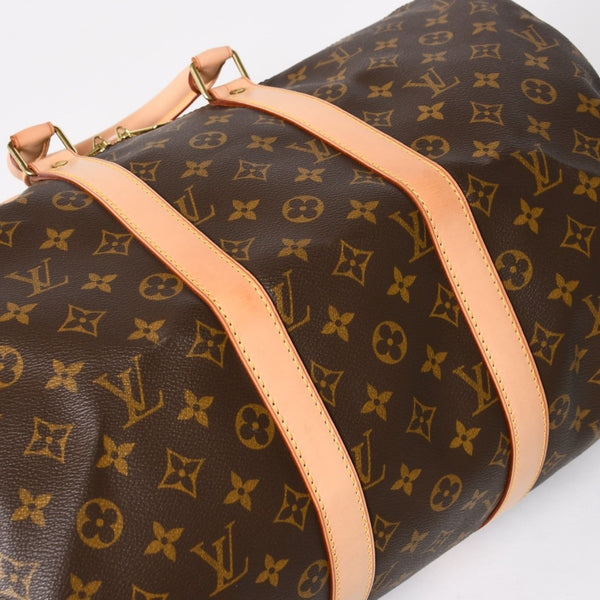 Very Good Condition LOUIS VUITTON Monogram Keepall 45 Boston Bag M41428 Monogram Canvas Tanned Leather Brown Gold Hardware Used 4a004900