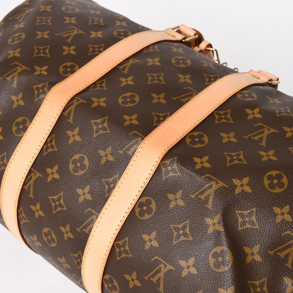 Very Good Condition LOUIS VUITTON Monogram Keepall 45 Boston Bag M41428 Monogram Canvas Tanned Leather Brown Gold Hardware Used 4a004900