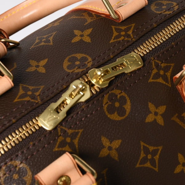 Very Good Condition LOUIS VUITTON Monogram Keepall 45 Boston Bag M41428 Monogram Canvas Tanned Leather Brown Gold Hardware Used 4a004900