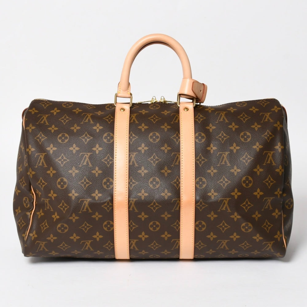 極美品 LOUIS VUITTON ルイヴィトン モノグラム キーポル45 ボストンバッグ M41428 モノグラムキャンバス ヌメ革 ブラウン ゴールド金具 中古 4a004900