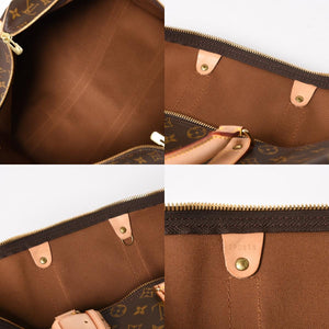 Very Good Condition LOUIS VUITTON Monogram Keepall 45 Boston Bag M41428 Monogram Canvas Tanned Leather Brown Gold Hardware Used 4a004900