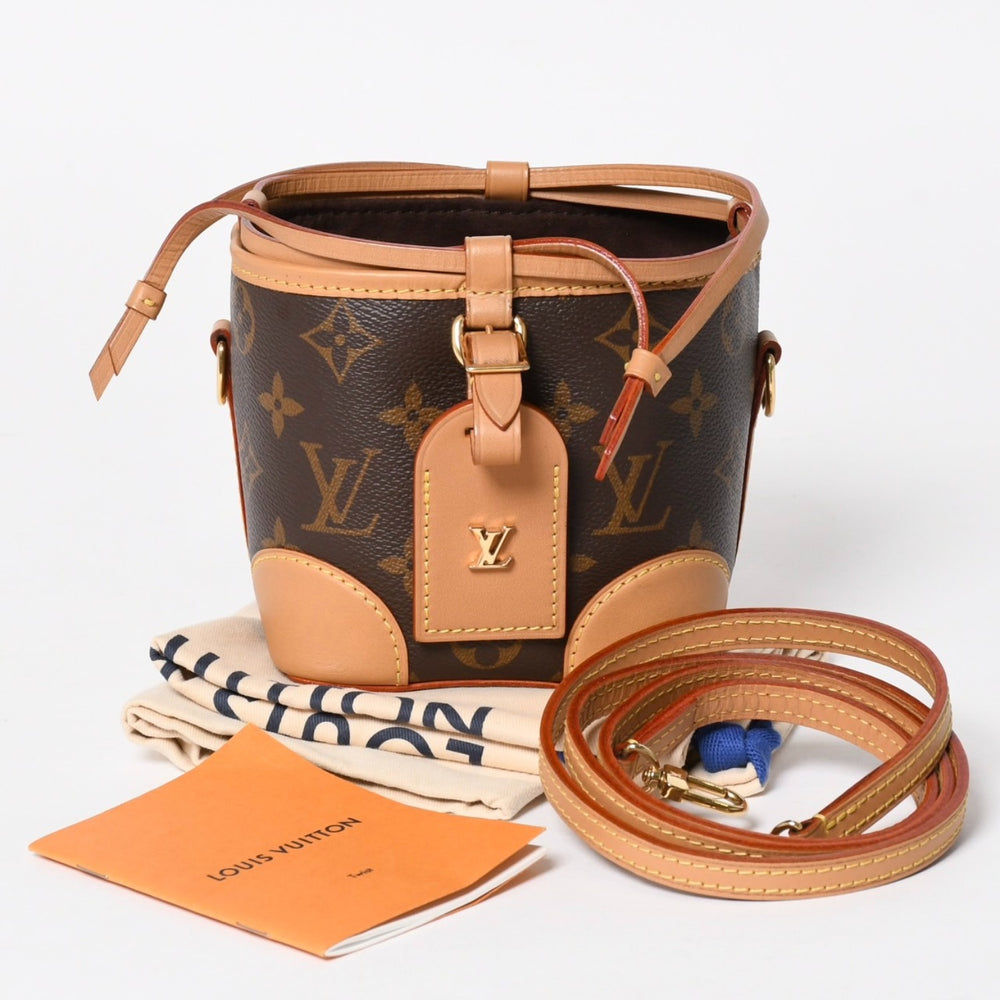 LOUIS VUITTON Noe Purse Shoulder Bag M57099 Monogram Canvas Tanned Leather Brown Drawstring Type Gold Hardware Out of Print Good Condition Used 4a005088
