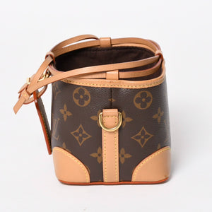 LOUIS VUITTON ルイヴィトン ノエパース ショルダーバッグ M57099 モノグラムキャンバス ヌメ革 ブラウン 巾着型 ゴールド金具 廃盤 美品 中古 4a005088