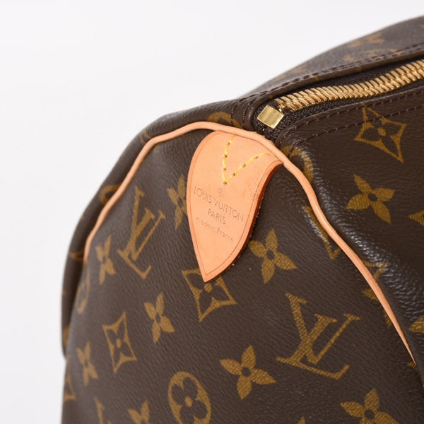 Very Good Condition LOUIS VUITTON Monogram Keepall 45 Boston Bag M41428 Monogram Canvas Tanned Leather Brown Gold Hardware Used 4a004900