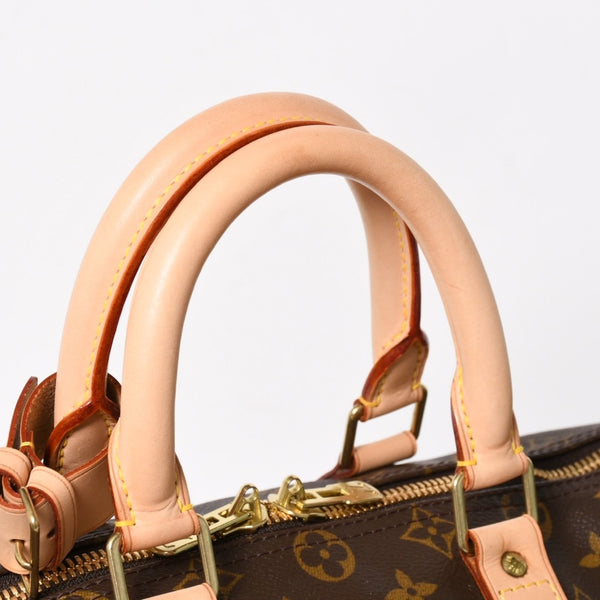 Very Good Condition LOUIS VUITTON Monogram Keepall 45 Boston Bag M41428 Monogram Canvas Tanned Leather Brown Gold Hardware Used 4a004900