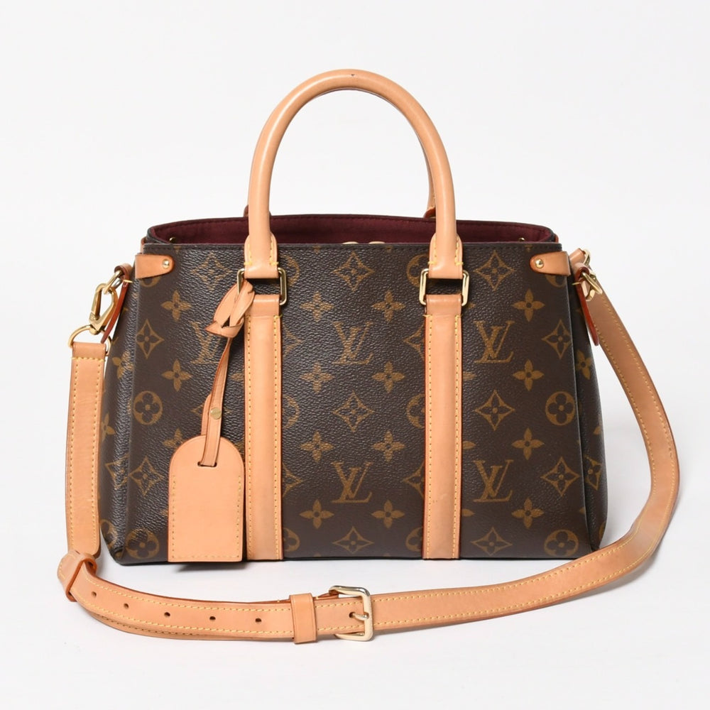 LOUIS VUITTON Soufflo BB Monogram Handbag M44815 Monogram Canvas Tanned Leather Brown Bordeaux Out of Print Good Condition Used 4a004835