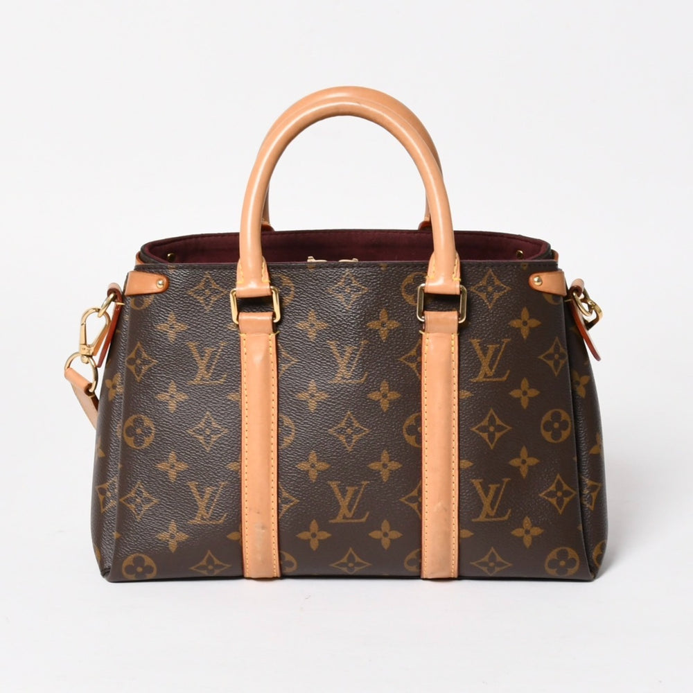 LOUIS VUITTON Soufflo BB Monogram Handbag M44815 Monogram Canvas Tanned Leather Brown Bordeaux Out of Print Good Condition Used 4a004835