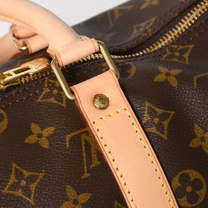 Very Good Condition LOUIS VUITTON Monogram Keepall 45 Boston Bag M41428 Monogram Canvas Tanned Leather Brown Gold Hardware Used 4a004900