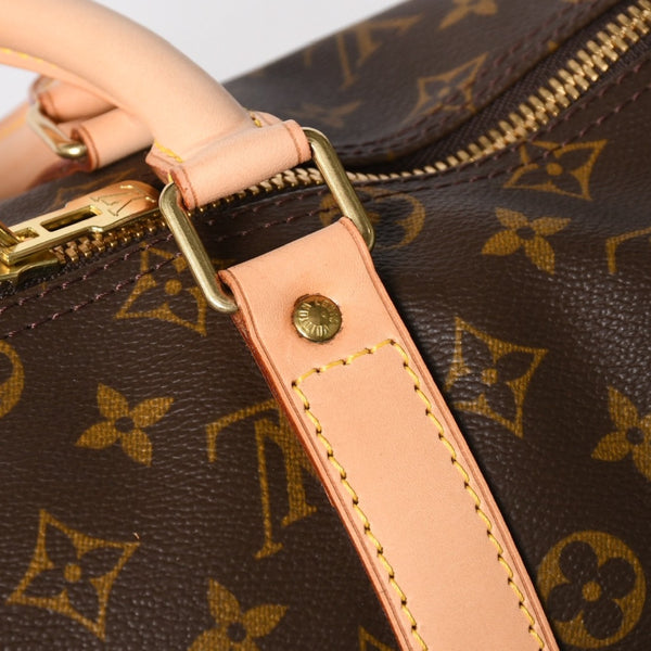 Very Good Condition LOUIS VUITTON Monogram Keepall 45 Boston Bag M41428 Monogram Canvas Tanned Leather Brown Gold Hardware Used 4a004900