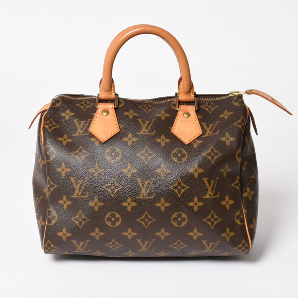 Very good condition LOUIS VUITTON Speedy 25 handbag M41528 Monogram PVC coated canvas Leather Brown Gold hardware Used 4a004904