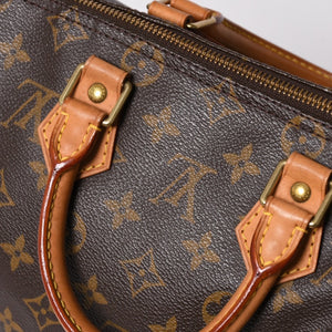 Very good condition LOUIS VUITTON Speedy 25 handbag M41528 Monogram PVC coated canvas Leather Brown Gold hardware Used 4a004904