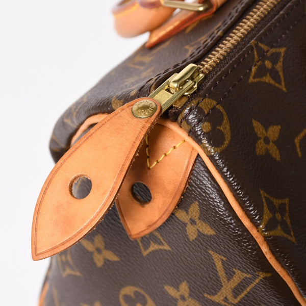 Very good condition LOUIS VUITTON Speedy 25 handbag M41528 Monogram PVC coated canvas Leather Brown Gold hardware Used 4a004904