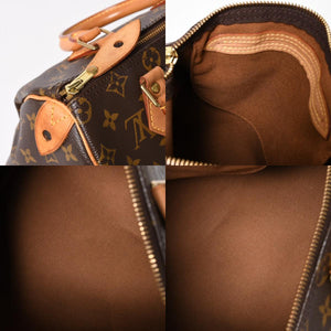 Very good condition LOUIS VUITTON Speedy 25 handbag M41528 Monogram PVC coated canvas Leather Brown Gold hardware Used 4a004904