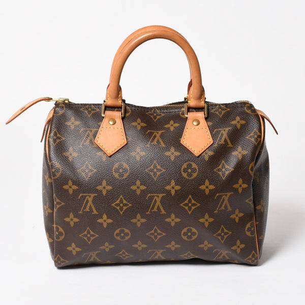 Very good condition LOUIS VUITTON Speedy 25 handbag M41528 Monogram PVC coated canvas Leather Brown Gold hardware Used 4a004904