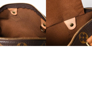 Very good condition LOUIS VUITTON Speedy 25 handbag M41528 Monogram PVC coated canvas Leather Brown Gold hardware Used 4a004904