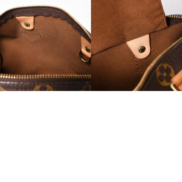 Very good condition LOUIS VUITTON Speedy 25 handbag M41528 Monogram PVC coated canvas Leather Brown Gold hardware Used 4a004904