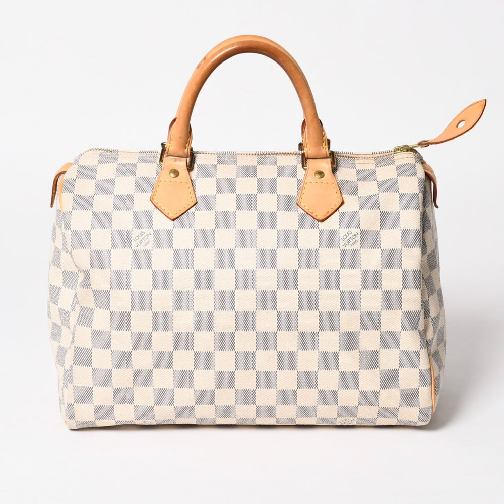 LOUIS VUITTON Damier Azure Speedy 30 Handbag N41533 White Gold Hardware Logo Good Condition Used 4a004882