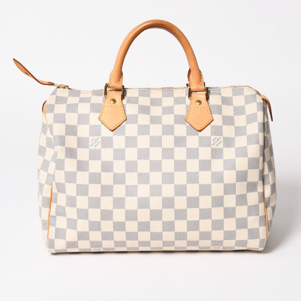 LOUIS VUITTON Damier Azure Speedy 30 Handbag N41533 White Gold Hardware Logo Good Condition Used 4a004882