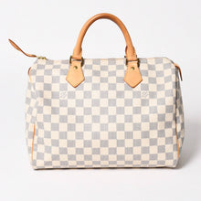 画像をギャラリービューアに読み込む, LOUIS VUITTON ルイヴィトン ダミエ アズール スピーディ30 ハンドバッグ N41533 ホワイト ゴールド金具 ロゴ 美品 中古 4a004882