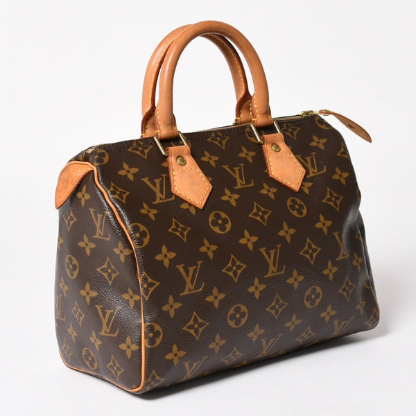 Very good condition LOUIS VUITTON Speedy 25 handbag M41528 Monogram PVC coated canvas Leather Brown Gold hardware Used 4a004904