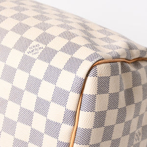 LOUIS VUITTON ルイヴィトン ダミエ アズール スピーディ30 ハンドバッグ N41533 ホワイト ゴールド金具 ロゴ 美品 中古 4a004882