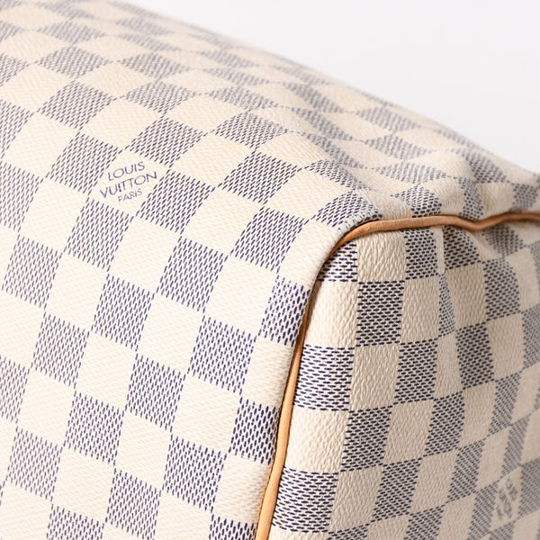 LOUIS VUITTON ルイヴィトン ダミエ アズール スピーディ30 ハンドバッグ N41533 ホワイト ゴールド金具 ロゴ 美品 中古 4a004882