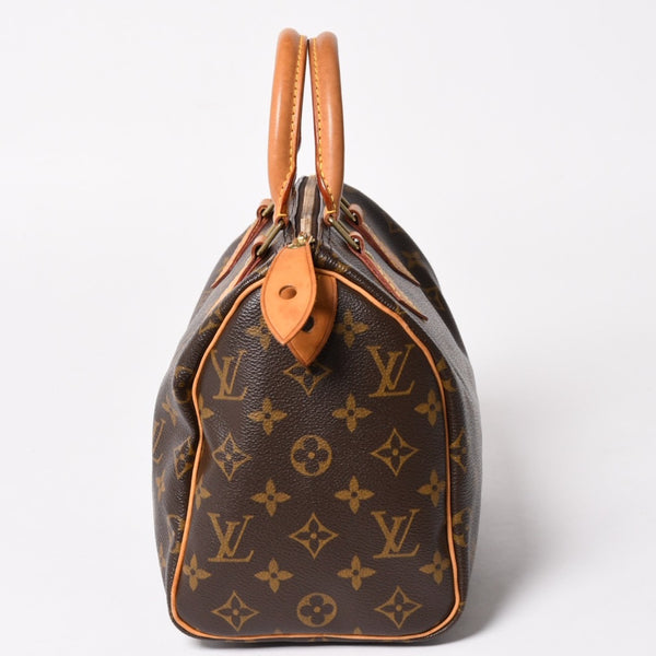 Very good condition LOUIS VUITTON Speedy 25 handbag M41528 Monogram PVC coated canvas Leather Brown Gold hardware Used 4a004904