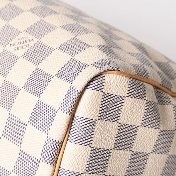LOUIS VUITTON ルイヴィトン ダミエ アズール スピーディ30 ハンドバッグ N41533 ホワイト ゴールド金具 ロゴ 美品 中古 4a004882