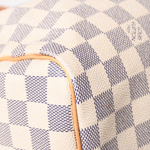 LOUIS VUITTON ルイヴィトン ダミエ アズール スピーディ30 ハンドバッグ N41533 ホワイト ゴールド金具 ロゴ 美品 中古 4a004882