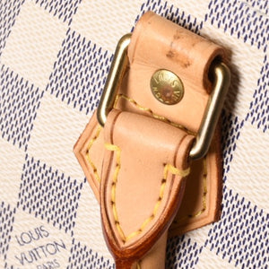 LOUIS VUITTON ルイヴィトン ダミエ アズール スピーディ30 ハンドバッグ N41533 ホワイト ゴールド金具 ロゴ 美品 中古 4a004882