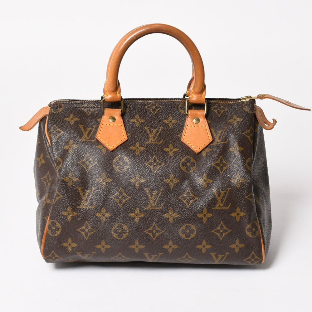 LOUIS VUITTON Speedy 25 Handbag M41528 Monogram PVC Leather Brown Gold Hardware Good Condition Used 4a004909