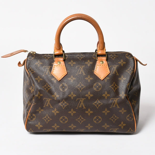 LOUIS VUITTON Speedy 25 Handbag M41528 Monogram PVC Leather Brown Gold Hardware Good Condition Used 4a004909