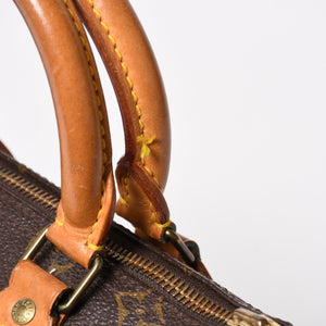 LOUIS VUITTON Speedy 25 Handbag M41528 Monogram PVC Leather Brown Gold Hardware Good Condition Used 4a004909