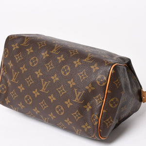 LOUIS VUITTON Speedy 25 Handbag M41528 Monogram PVC Leather Brown Gold Hardware Good Condition Used 4a004909
