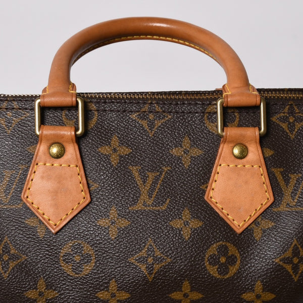 Very good condition LOUIS VUITTON Speedy 25 handbag M41528 Monogram PVC coated canvas Leather Brown Gold hardware Used 4a004904