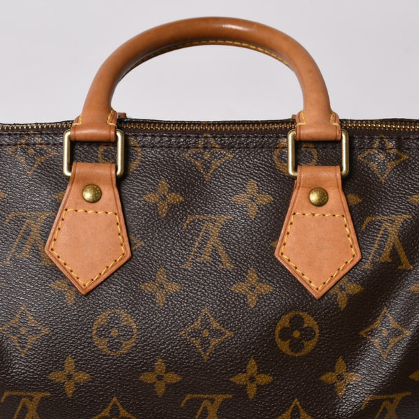 Very good condition LOUIS VUITTON Speedy 25 handbag M41528 Monogram PVC coated canvas Leather Brown Gold hardware Used 4a004904
