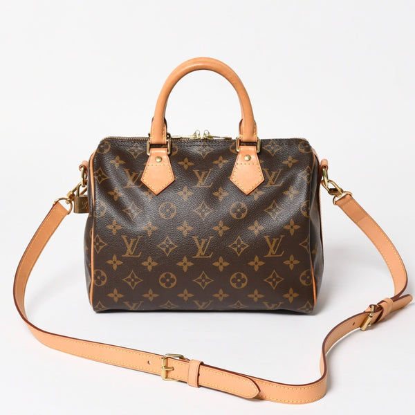 Very Good Condition LOUIS VUITTON Speedy 25 Handbag M41528 Monogram PVC Leather Brown Gold Hardware Used 4a004341