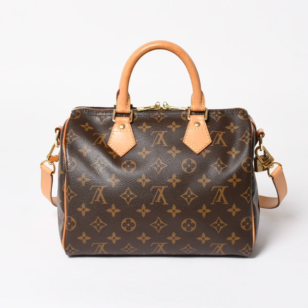 Very Good Condition LOUIS VUITTON Speedy 25 Handbag M41528 Monogram PVC Leather Brown Gold Hardware Used 4a004341