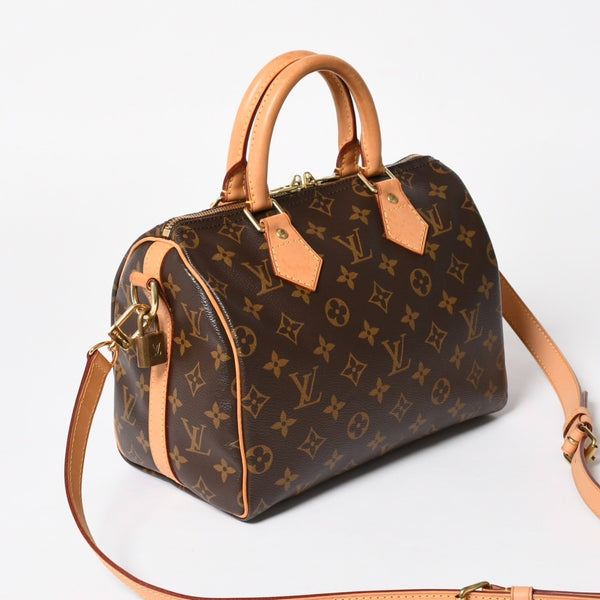 Very Good Condition LOUIS VUITTON Speedy 25 Handbag M41528 Monogram PVC Leather Brown Gold Hardware Used 4a004341